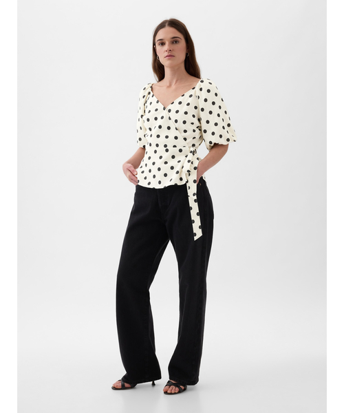 [GAP] короткий рукав блуза X-SMALL черный женский 