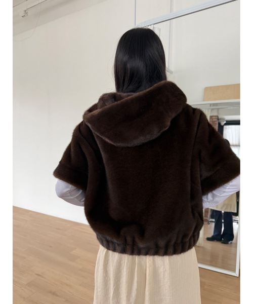 Didot.showroom コート アウター ファーフーディーハーフジャケット 