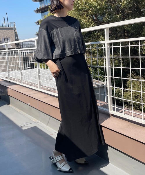 AULA AILA ワンピース デニムコンビネーションカットソー