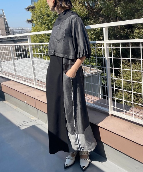 未使用級！AULA AILA デニムコンビネーションプルオーバー　ホワイト 未使用級！AULA AILA デニムコンビネーションプルオーバー