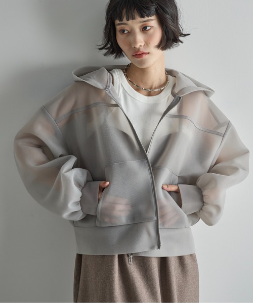 THE Yon パーカー シアーダンボールダブルジップアップフーディー 