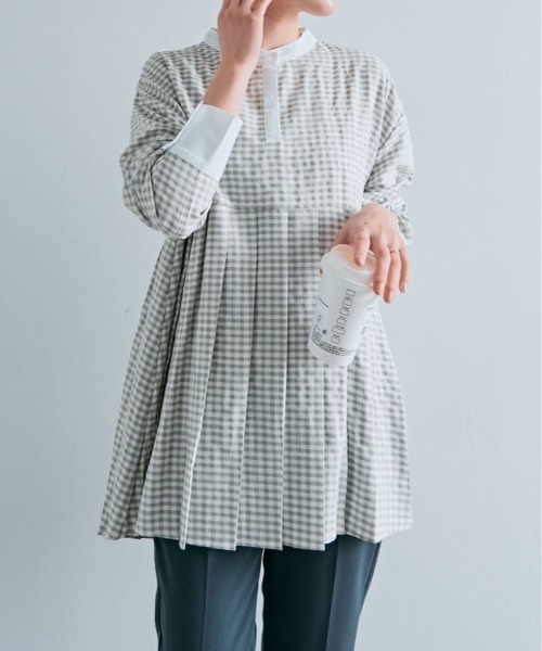 ◆未使用◆2万◆Manna◆ギンガムチェックコットン長袖ブラウス◆グリーン◆M ◇ スワニーベーシック・先染めタイプのコットンラージギンガム