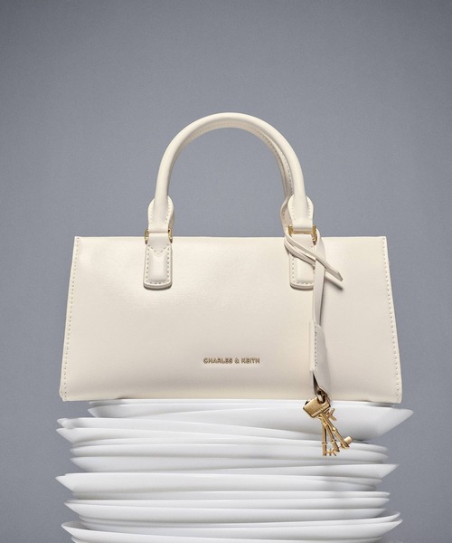 CHARLES & KEITH アイボリー ミニバッグ CHARLES ＆ KEITH（チャールズ&キース） トートバッグ Shania ミニ