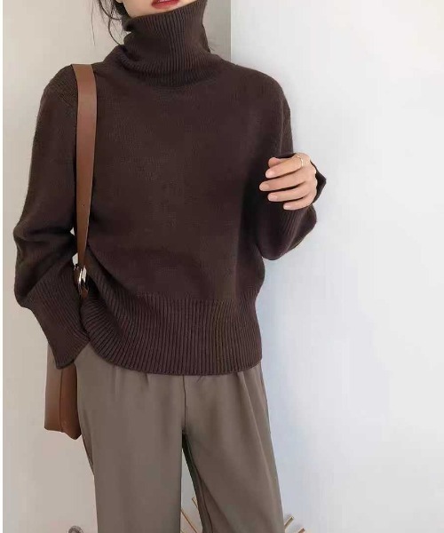 45R ダークブラウン ハイネック セーター タートルネックセーター - ダークブラウン - レディース | H&M JP