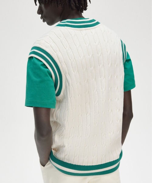 FRED PERRY ベスト ジレ Cable Knit Tennis Vest／テニス