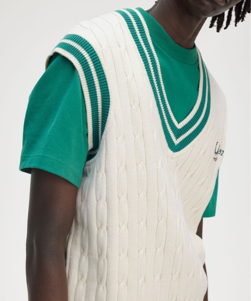 FRED PERRY ベスト ジレ Cable Knit Tennis Vest／テニス