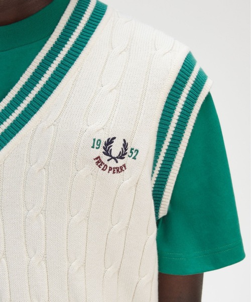 FRED PERRY ベスト ジレ Cable Knit Tennis Vest／テニス