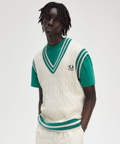 トップス FRED PERRY Cable Knit Tennis Vest FRED PERRY（フレッドペリー） ベスト ジレ Cable Knit Tennis Vest