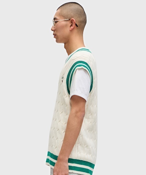 FRED PERRY ベスト ジレ Cable Knit Tennis Vest／テニス