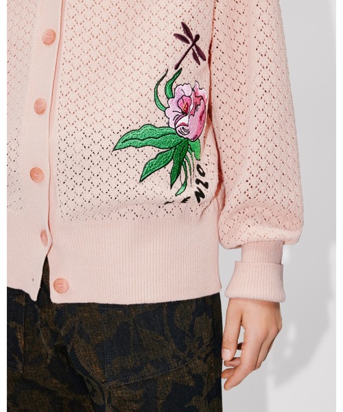 カーディガン 'KENZO Peonies' エンブロイド コットン カーディガン レディース