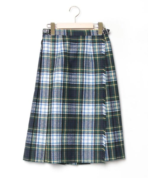 オニールオブダブリン　グリーン・ネイビー チェック プリーツスカート O'NEIL of DUBLIN（オニールオブダブリン） チェック柄スカート 4