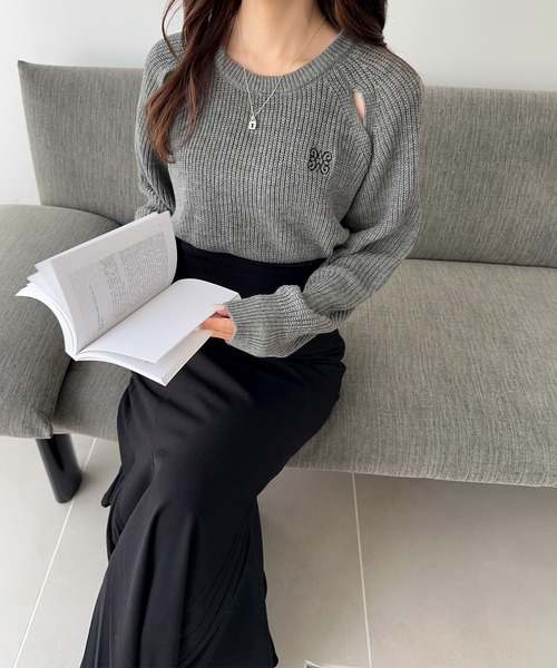 「mily bilet」 長袖ニット X-LARGE チャコールグレー レディース_画像4