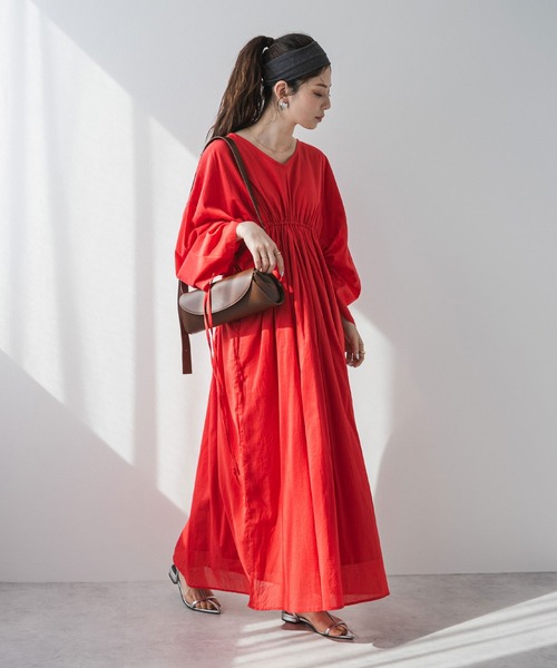 ワンピース SheenaM bohmal ワンピース 前後2wayドロストシャーリングロング