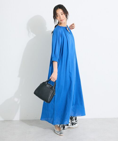 リフレクトフェザープリントワンピース　2way ネイビー CRAFT STANDARD BOUTIQUE ワンピース 2WAY綿ボイルギャザー