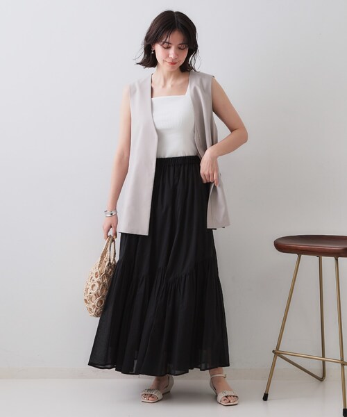 スカート ギャザーフレアスカート/オーガニックコットン混「洗濯機洗い可」 | OPAQUE.CLIP | 19