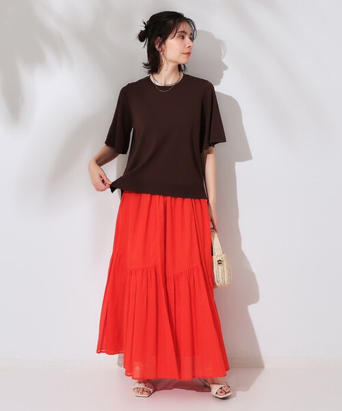 スカート ギャザーフレアスカート/オーガニックコットン混「洗濯機洗い可」 | OPAQUE.CLIP | 14