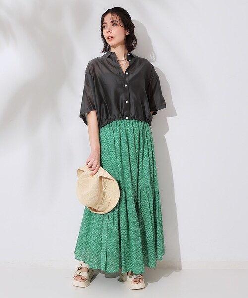 スカート ギャザーフレアスカート/オーガニックコットン混「洗濯機洗い可」 | OPAQUE.CLIP | 10