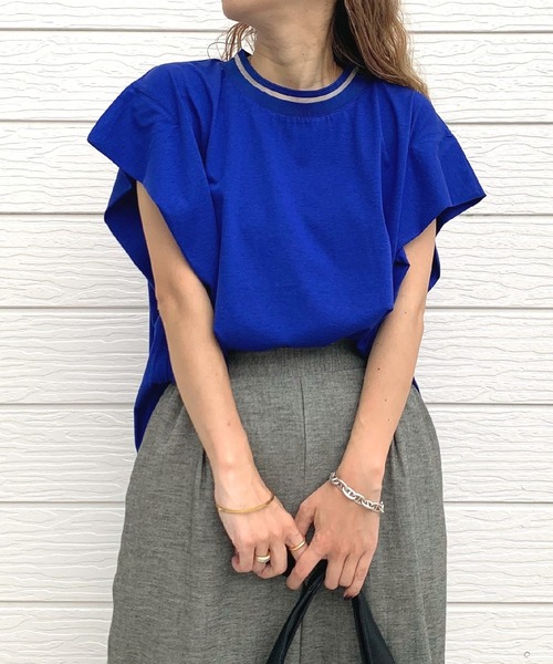 tシャツ 襟ラインシンプルT レディース