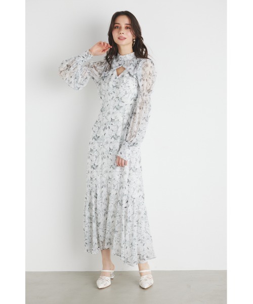 rienda ベージュ ワンピース rienda（リエンダ）の「2WAYショルダーフリルクロシェタイト