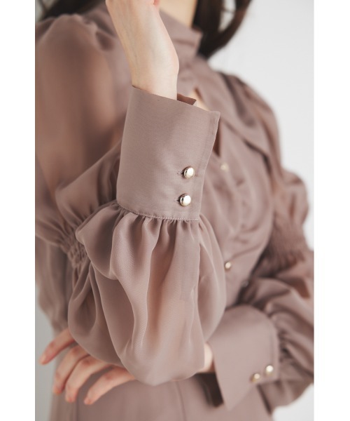 rienda ベージュ ワンピース rienda（リエンダ）の「クロップドメッシュニットセット