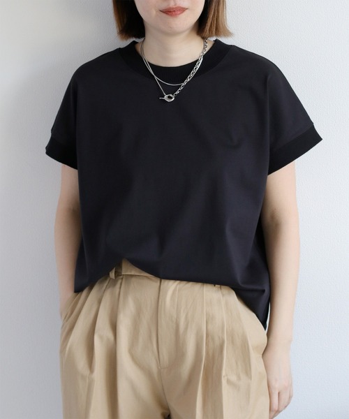 フレンチスリーブ Tシャツ シルケット レディース 40代 50代 シンプル Season off ハイゲージコットン・フレンチスリーブTシャツ/40代50代からの