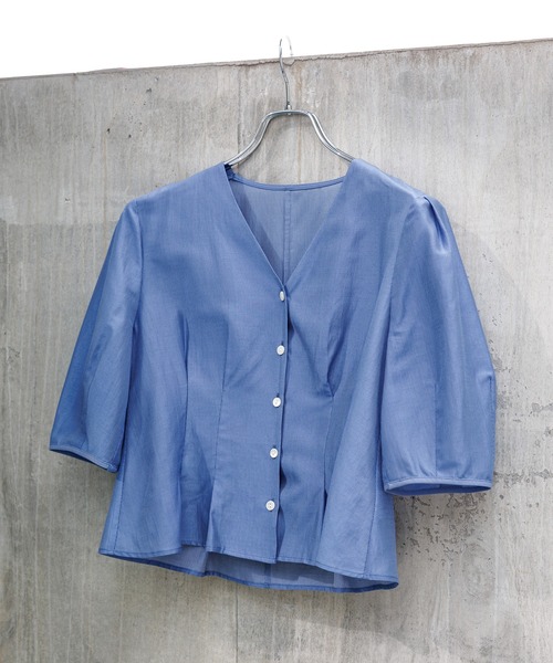 ROPE'（ロペ） ブラウス シャツ 「洗える・羽織にもなる」Vネック5分袖