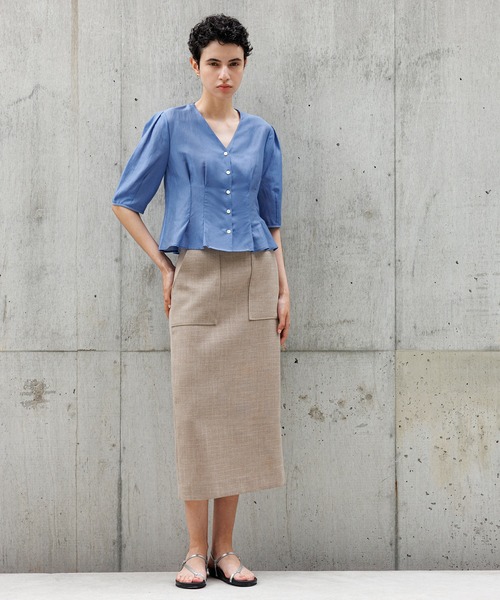 ROPE'（ロペ） ブラウス シャツ 「洗える・羽織にもなる」Vネック5分袖