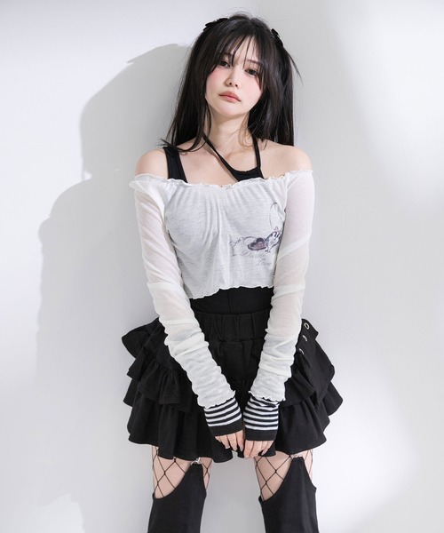 Diable baiser（ディアブルベーゼ） tシャツ 透けトップス×キャミ2点