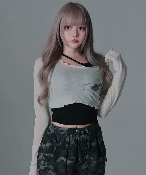 Diable baiser（ディアブルベーゼ） tシャツ 透けトップス×キャミ2点