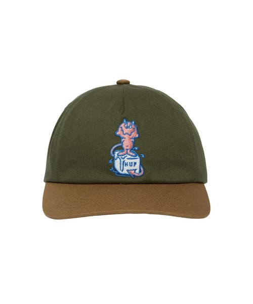HUF ハフ ダメージ加工 ロゴ 5パネル ハット キャップ 帽子 HUF キャップ 帽子 ダメージ加工ロゴ5パネルハット DISTRESSED