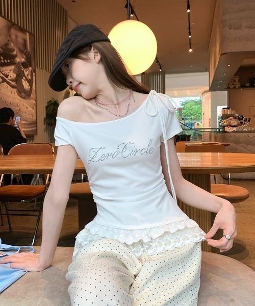 LACーVERT tシャツ オフショルフリルTシャツ レディース : ZOZOTOWN