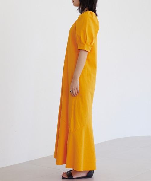 「LAVEANGE」 半袖ワンピース 3L ベージュ レディース_画像5