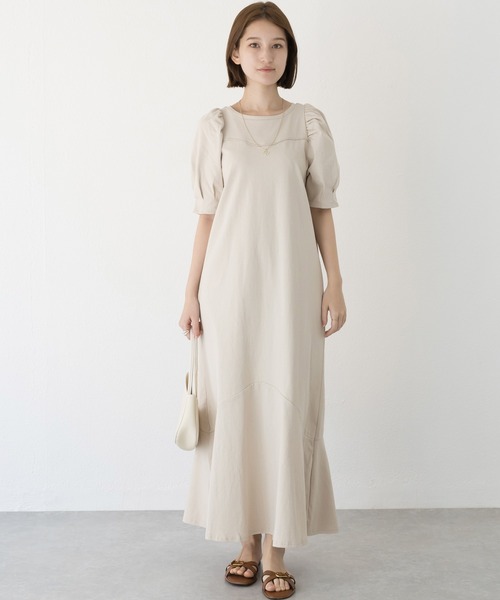 「LAVEANGE」 半袖ワンピース 3L ベージュ レディース_画像9