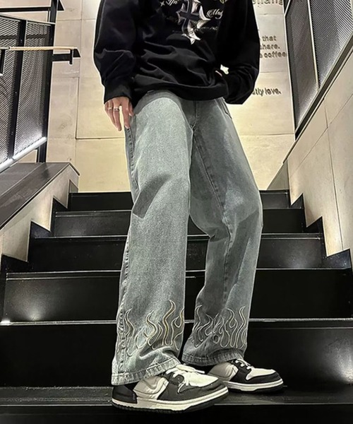 「SHEPP」 加工デニムパンツ L ブルー メンズ