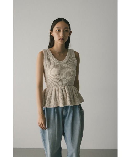タンクトップ ノースリーブ 2WAYペプラムニットタンク レディース STYLEMIXER タンクトップ ノースリーブ 2WAYペプラムニット