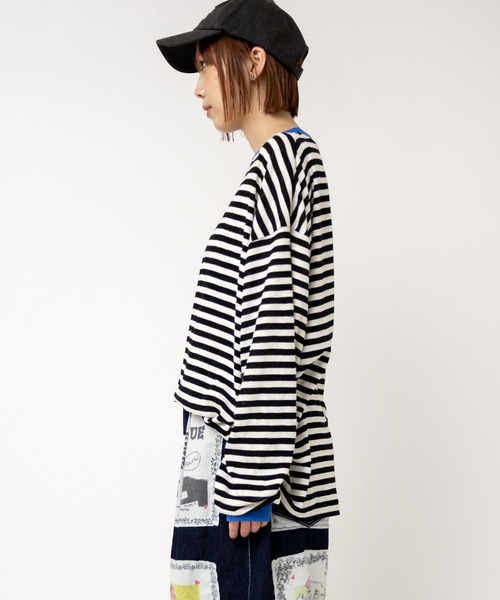 tシャツ M2528 ボーダーBIGロンT レディース M2528 ボーダーBIGロンT(M ブラック/ホワイト): トップス - RNA