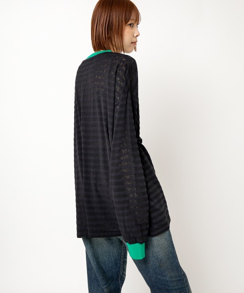 RNA（アールエヌエー） tシャツ M2528 ボーダーBIGロンT レディース