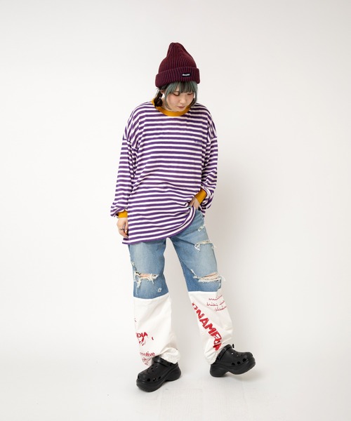 RNA tシャツ M2528 ボーダーBIGロンT レディース : ZOZOTOWN