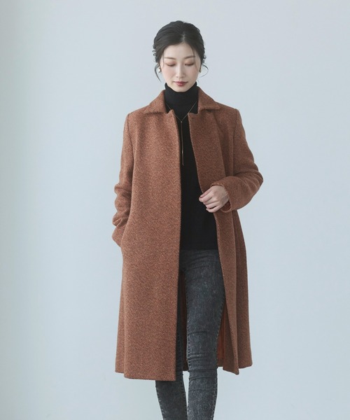 ◇23区 ステンカラーロングコート【34】ラビットファー ウールアンゴラ