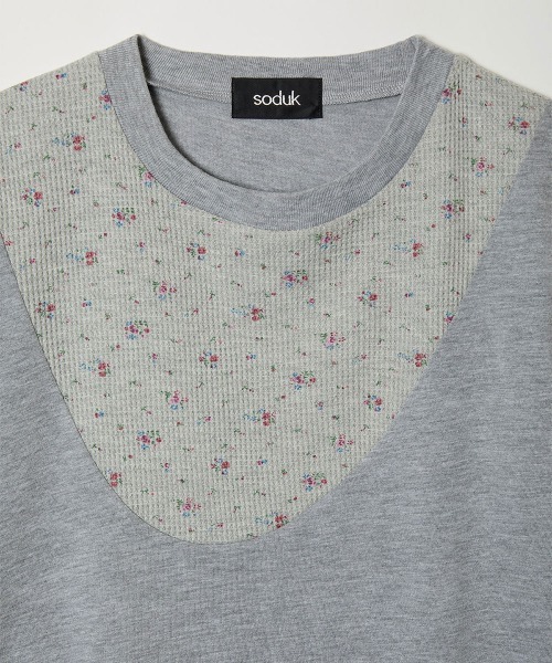 soduk Tシャツ 切り替え 花柄 グレー tシャツ 半袖 「soduk」flower t-shirt レディース : ZOZOTOWN Yahoo