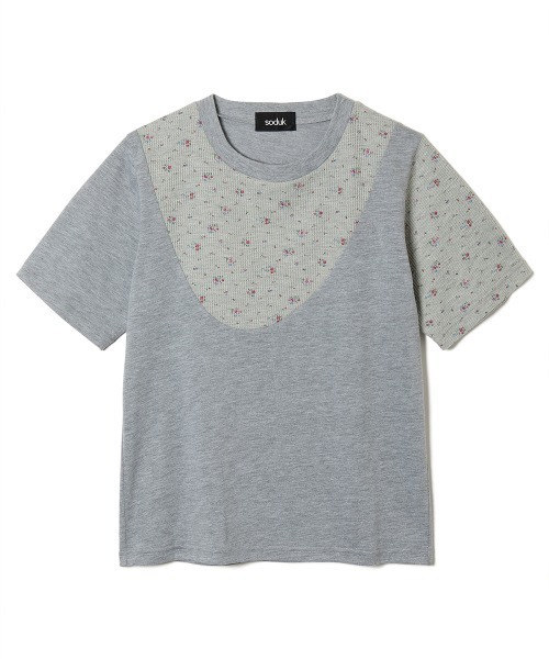 soduk Tシャツ 切り替え 花柄 グレー tシャツ 半袖 「soduk」flower t-shirt レディース : ZOZOTOWN Yahoo