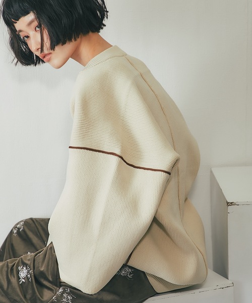 ニット セーター ダンボールニットコクーンラインプルオーバー