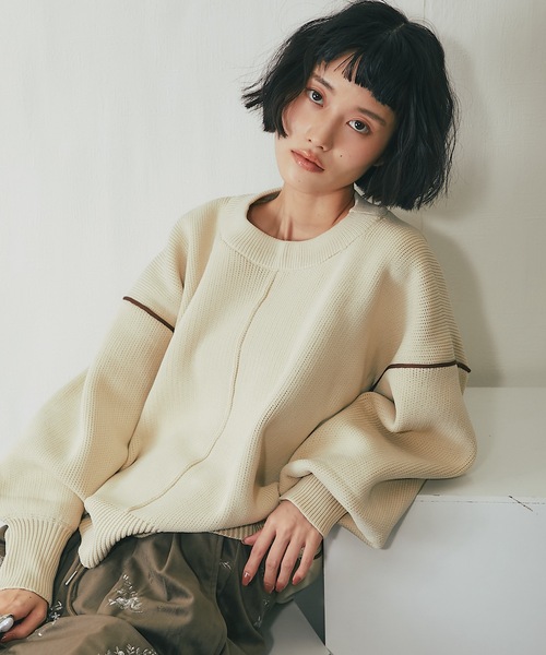 【ベージュ】ダンボールニットスウェットプルオーバー <HIGH PERFORMANCE LINE> (LADIES) ハイバックネック】ダンボールニット スウェット / ロンT｜OUTLET