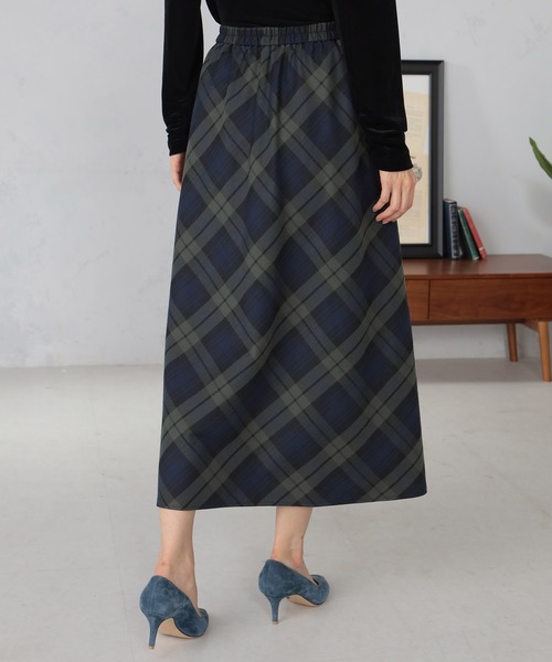 GALLORIA（ギャローリア） スカート 斜め切替チェック柄フレアスカート