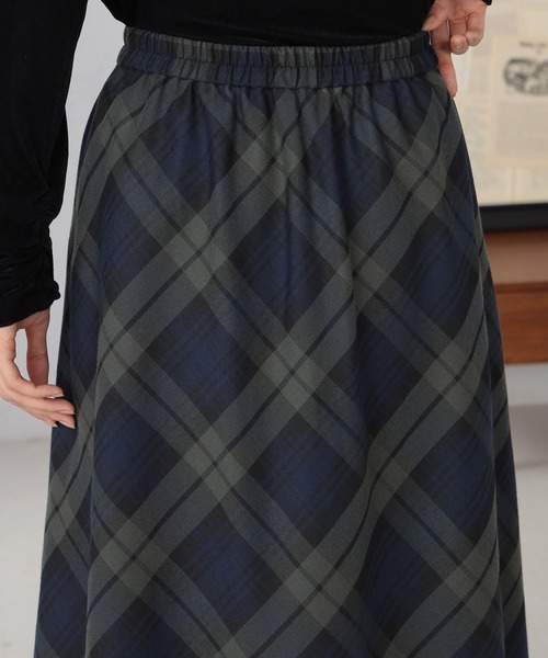 GALLORIA（ギャローリア） スカート 斜め切替チェック柄フレアスカート
