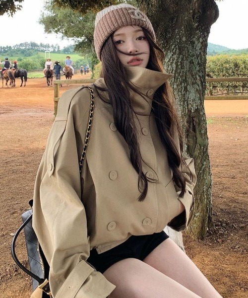 DIAVEL トレンチコート コート 「新色追加」韓国風ショートトレンチ