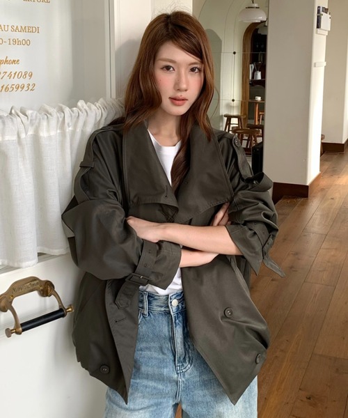 DIAVEL トレンチコート コート 「新色追加」韓国風ショートトレンチ