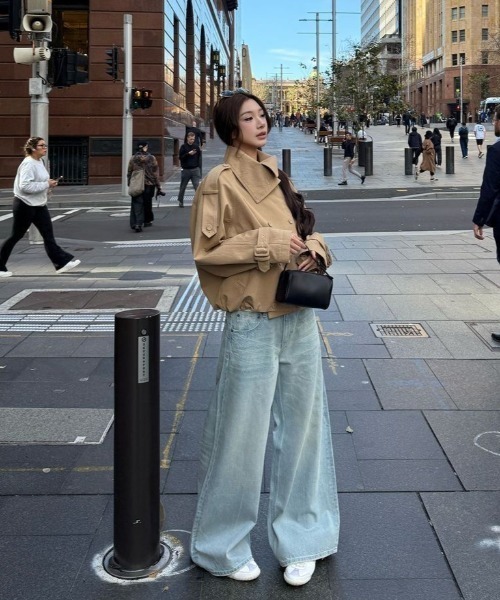 DIAVEL トレンチコート コート 「新色追加」韓国風ショートトレンチ