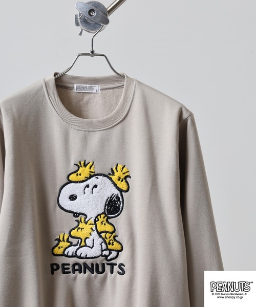 PEANUTS トレーナー スウェット サガラ刺繍 裏起毛トレーナー メンズ