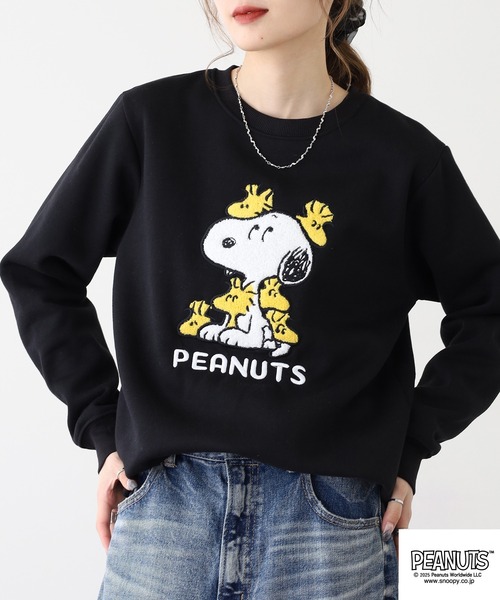 PEANUTS トレーナー スウェット サガラ刺繍 裏起毛トレーナー メンズ